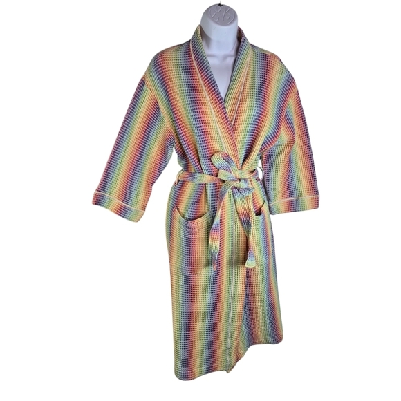 Missoni rainbow waffle turkish cotton bath robe italy m